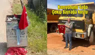 Kepez’de Çöpe Atılan Türk Bayrağını Görünce Kamyonuna Başköşe Yaptı