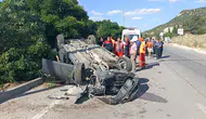 Burdur’da Tekerleği Patlayan Otomobil Takla Attı