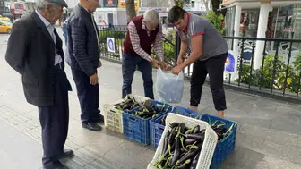 Serik’te Bir Üretici İsraf Olmasın Diye Patlıcanlarını Dağıttı