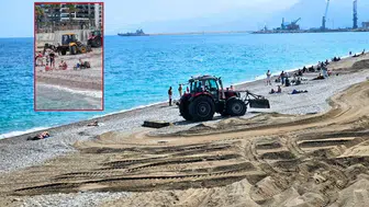 Ağır İş Makineleri Dünyaca Ünlü Konyaaltı Sahili'nde