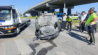 Manavgat’ta Otomobil Takla Attı! Sürücü Burnu Bile Kanamadan Kurtuldu