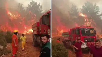 Alevlerin Ortasında Kalan Söndürme Ekipleri Son Anda Kurtuldu