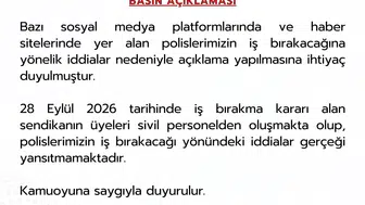Emniyet Genel Müdürlüğü'nden "İş Bırakma" İddialarına Yalanlama