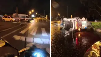 Lara Turizm Yolu'ndaki Kaza Kask Kamerasında: Metrelerce Sürüklendi
