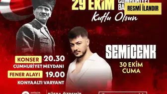 Antalya Büyükşehir Belediyesi Cumhuriyet Bayramı Fener Alayı ve Konser Duyurusu