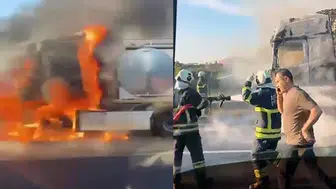 TAG Otoyolu'nda Seyir Halindeki Tır Alev Aldı, Kullanılamaz Hale Geldi
