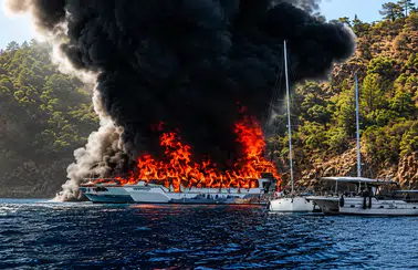 Fethiye’de Korku Dolu Anlar! 115 Kişi Yanan Tekneden Denize Atladı