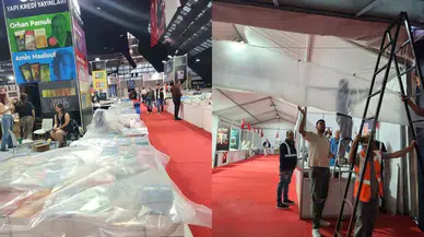 Antalya Kitap Fuarı’nda Çatıdan Akan Su Kitap Stantlarını Vurdu