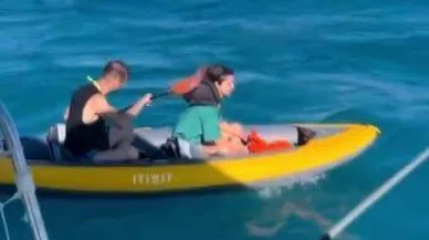 Rüzgarda sürüklenip kanoyla mahsur kaldılar