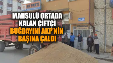 Mahsulü ortada kalan çiftçi buğdayını AKP’nin başına çaldı