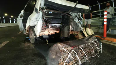  Lüks otomobilin çarptığı otomobil kağıt gibi ezildi