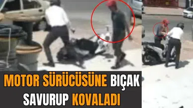 Motor sürücüsüne bıçakla saldırıp kovaladı