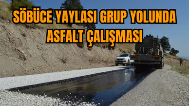 Söbüce yaylası grup yolunda asfalt çalışması