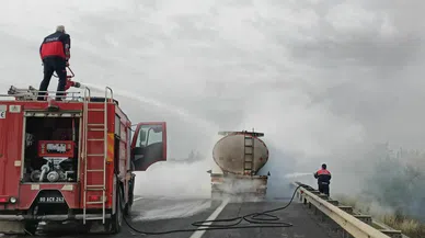Osmaniye'de seyir halindeki tankerde çıkan yangın korkuttu