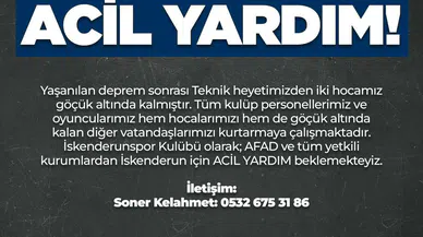İskenderunspor, yardım çağrısında bulundu  