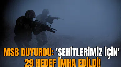 MSB duyurdu! 'Şehitlerimiz için' 29 hedef imha edildi