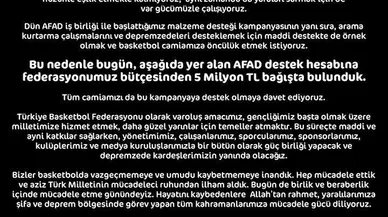 TBF'den AFAD'a büyük bağış