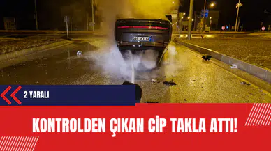 Kontrolden çıkan cip takla attı