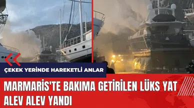 Marmaris'te bakıma getirilen lüks yat alev alev yandı