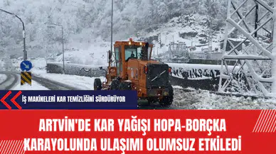 Artvin'de kar yağışı Hopa-Borçka karayolunda ulaşımı olumsuz etkiledi