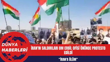 İran'ın saldırıları BM Erbil Ofisi önünde protesto edildi