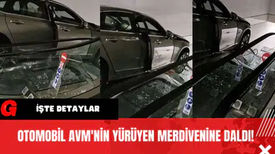 Otomobil Avm'nin Yürüyen Merdivenine Daldı!