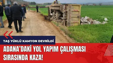 Adana'da yol yapım çalışmalarında kaza!
