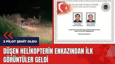 Düşen helikopterin enkazından ilk görüntüler geldi