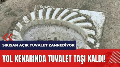 Yol kenarında tuvalet taşı kaldı! Sıkışan açık tuvalet zannediyor