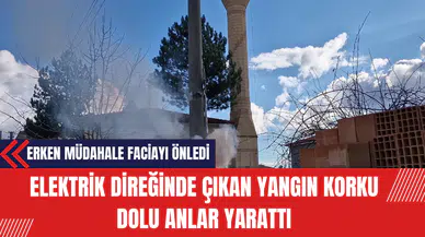 Elektrik Direğinde Çıkan Yangın Korku Dolu Anlar Yarattı