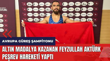 Altın madalya kazanan Feyzullah Aktürk peşrev hareketi yaptı