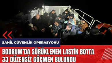 Bodrum'da sürüklenen lastik botta 33 düzensiz göçmen bulundu