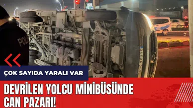 Devrilen yolcu minibüsünde can pazarı!