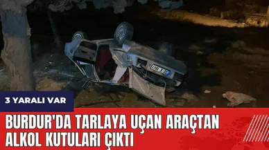 Burdur'da tarlaya uçan araçtan alkol kutuları çıktı
