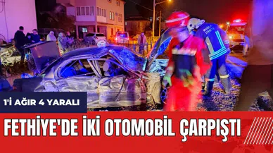 Fethiye'de iki otomobil çarpıştı: 1'i ağır 4 yaralı