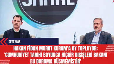 Hakan Fidan Murat Kurum'a Oy Topluyor: 'Cumhuriyet tarihi boyunca hiçbir Dışişleri Bakanı bu duruma düşmemiştir'