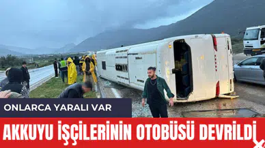 Akkuyu işçilerinin otobüsü devrildi! Onlarca işçi yaralı