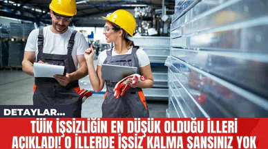 TÜİK İşsizliğin En Düşük Olduğu İlleri Açıkladı! O İllerde İşsiz Kalma Şansınız Yok