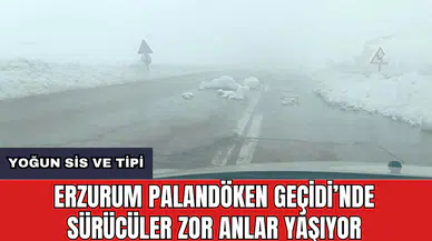 Erzurum Palandöken geçidi’nde sürücüler zor anlar yaşıyor