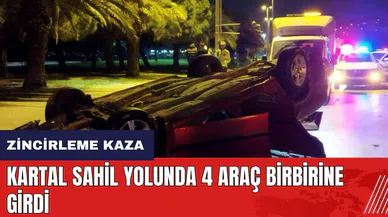 Kartal sahil yolunda 4 araç birbirine girdi: 5 yaralı
