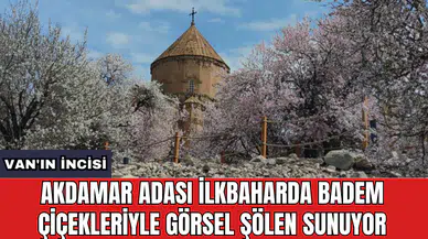 Akdamar Adası ilkbaharda badem çiçekleriyle görsel şölen sunuyor