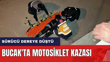 Burdur'da motosiklet kazası: Sürücü dereye düştü