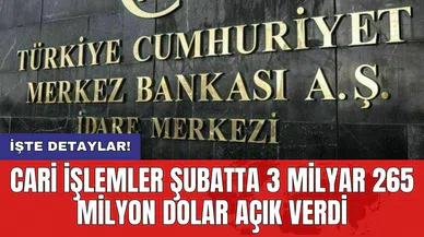 Cari işlemler Şubat'ta 3 milyar 265 milyon dolar açık verdi