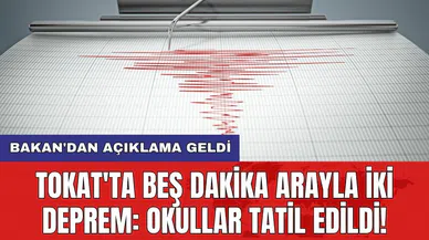 Tokat'ta beş dakika arayla iki deprem: Okullar tatil edildi! Bakan'dan açıklama geldi