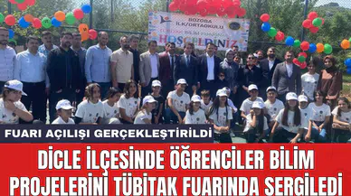 Dicle ilçesinde öğrenciler bilim projelerini TÜBİTAK fuarında sergiledi