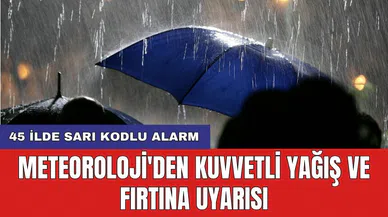 45 ilde sarı kodlu alarm: Meteoroloji'den kuvvetli yağış ve fırtına uyarısı