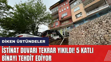 İstinat duvarı tekrar yıkıldı! 5 katlı binayı tehdit altında