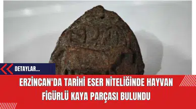Erzincan'da Tarihi Eser Niteliğinde Hayvan Figürlü Kaya Parçası Bulundu