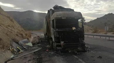 Muz yüklü TIR alev alev yandı 