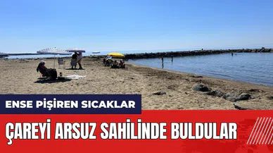 Ense pişiren sıcaklar! Çareyi Arsuz sahilinde buldular